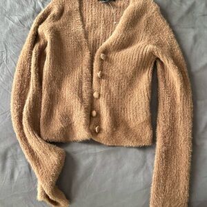 Cozy Tan Fuzzy Cardigan